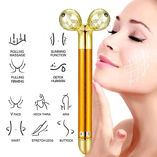 Electric 3D Roller Stick Massager 24K Golden Face Slimming Tools