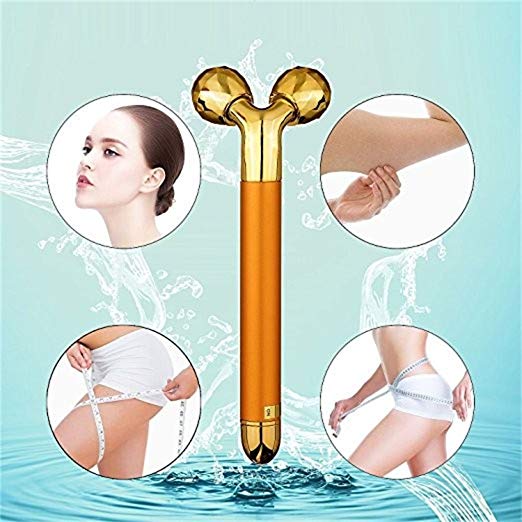 Electric 3D Roller Stick Massager 24K Golden Face Slimming Tools