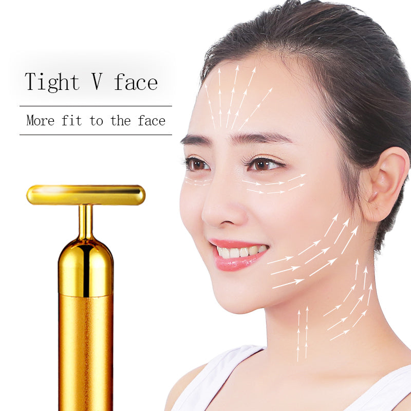 Electric Vibrating Beauty Bar 24k Golden Pulse Facial Massager