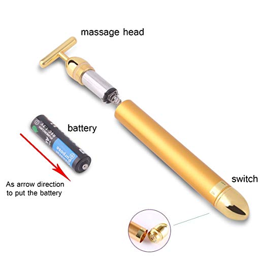 Electric Vibrating Beauty Bar 24k Golden Pulse Facial Massager