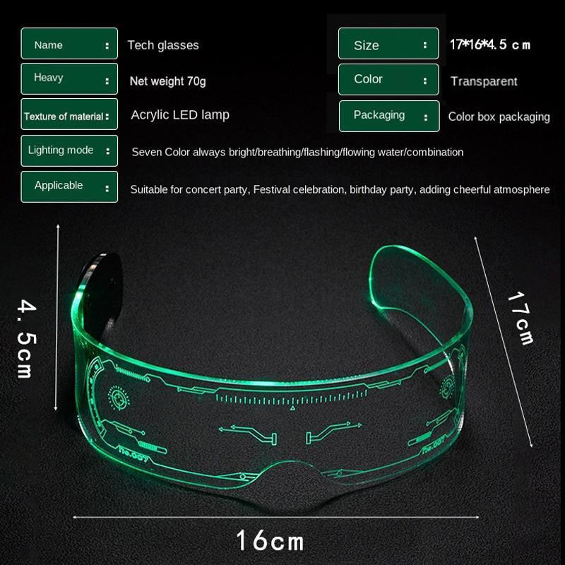 Colorful LED Light Visor Glasses Clear Lenses Goggles Halloween Party