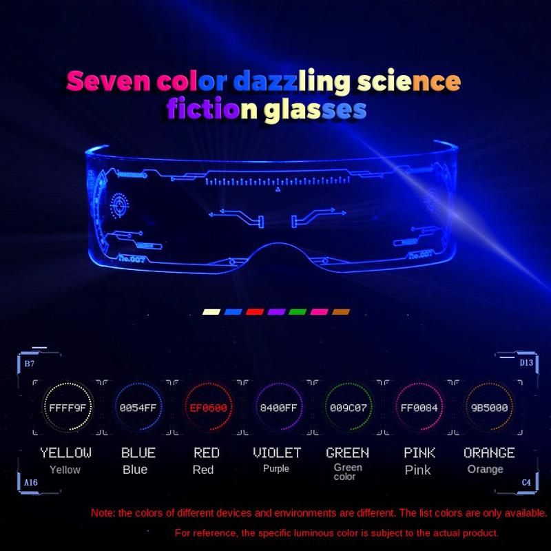 Colorful LED Light Visor Glasses Clear Lenses Goggles Halloween Party