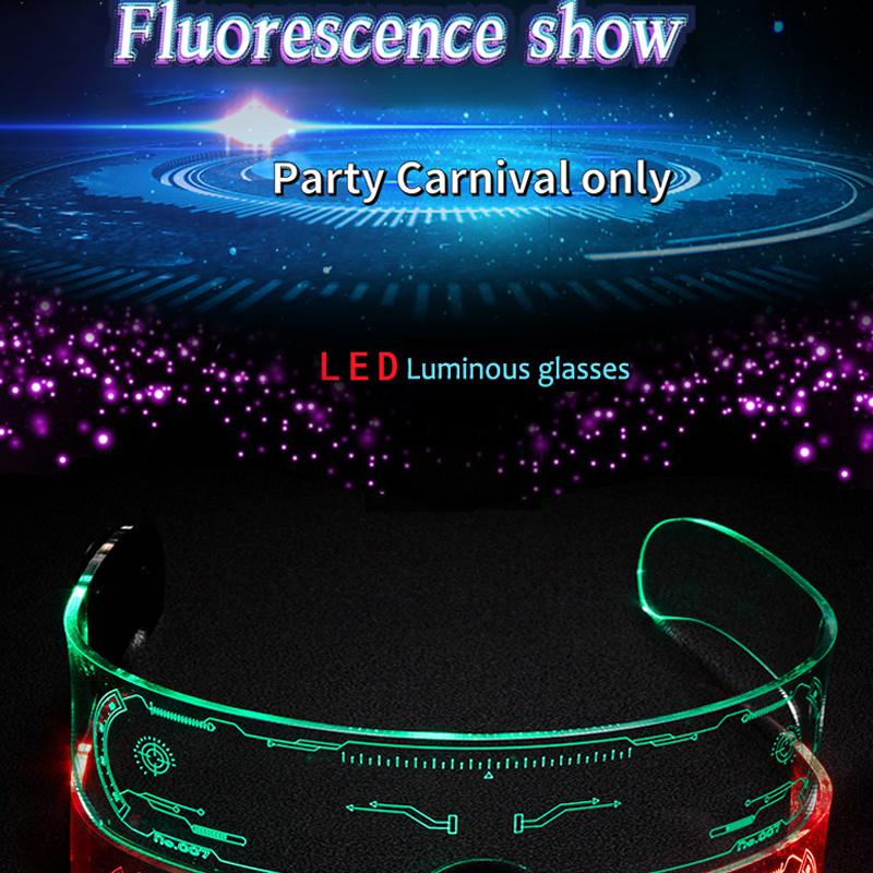 Colorful LED Light Visor Glasses Clear Lenses Goggles Halloween Party