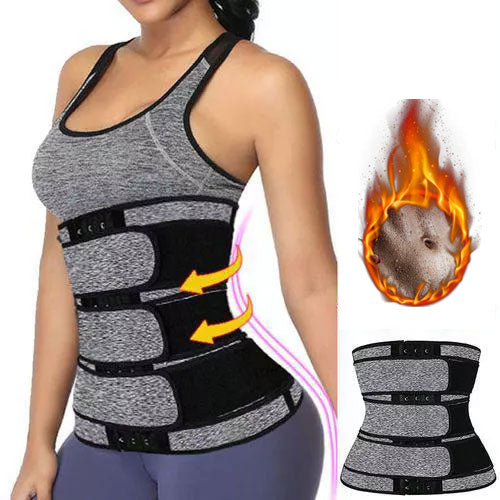 Three Straps Neoprene Sauna Waist Trainer Corset Slim Belly Belt with Hook
