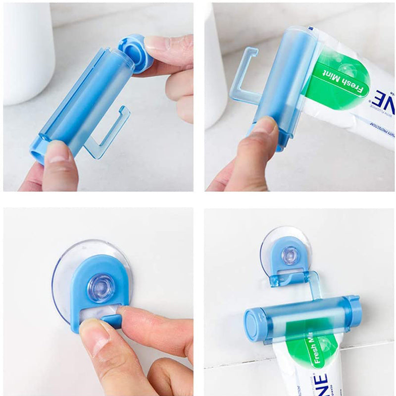 4pcs Home Plastic Toothpaste Tube Squeezer Bath Toothbrush Holder