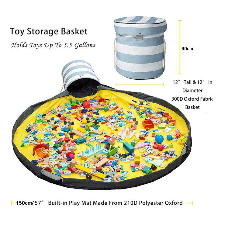Toy Clean-up Storage Basket Bag Play Mat