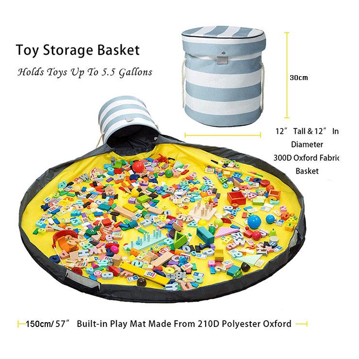 Toy Clean-up Storage Basket Bag Play Mat – Wise Living NZ