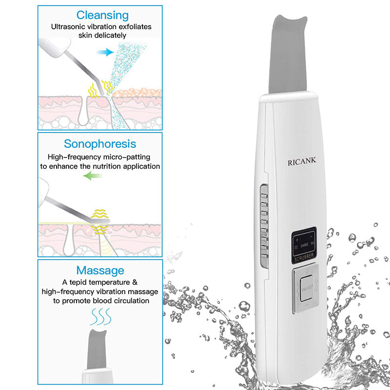 Ultrasonic Ionic Skin Scrubber with LCD Display