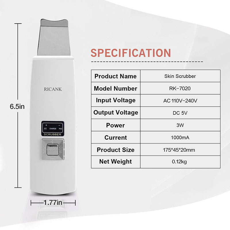 Ultrasonic Ionic Skin Scrubber with LCD Display