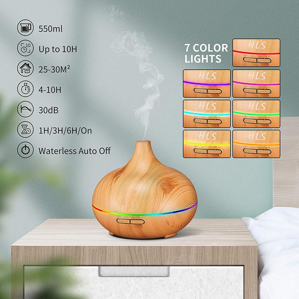 300ML Essential Oil Diffuser 7 Color Lights Aromatherapy Mist Humidifier