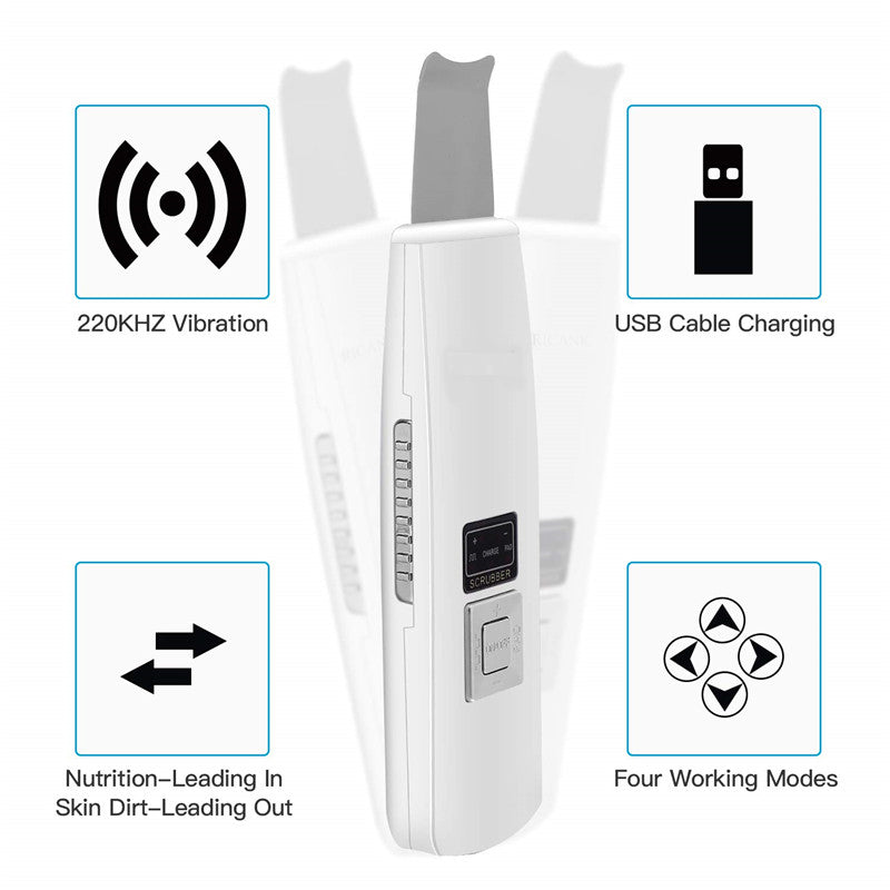 Ultrasonic Ionic Skin Scrubber with LCD Display