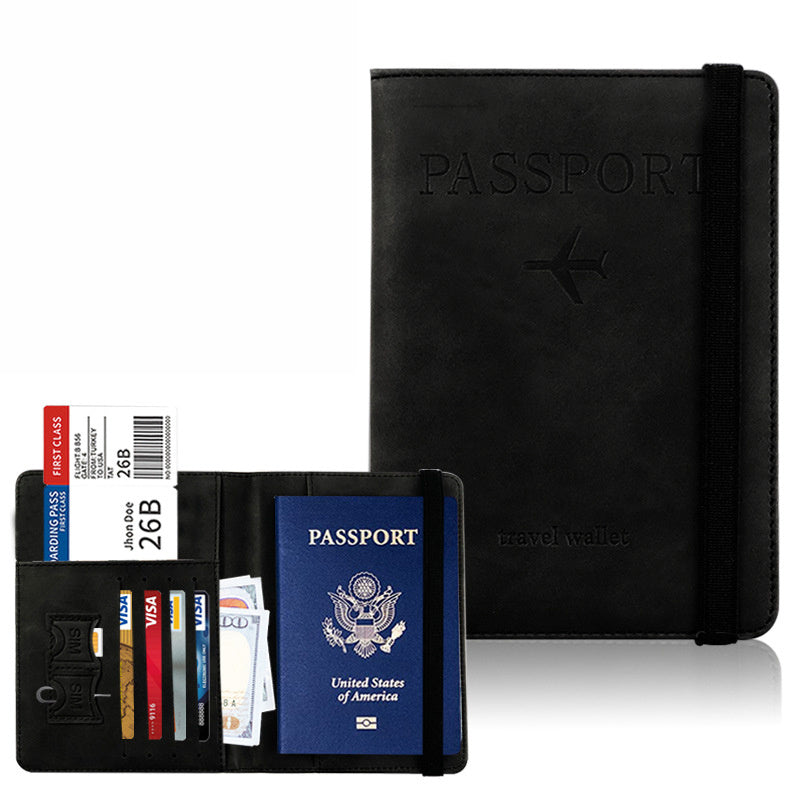 Unisex Leather RFID Blocking Passport Travel Wallet Holder ID Card Cover Case