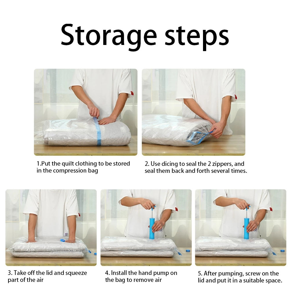 2pcs Compression Vacuum Storage Space Saver Bags with Free Hand Pump