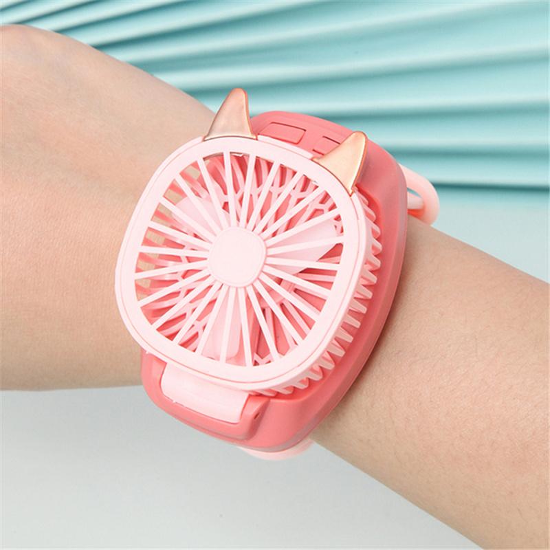 Electric Handheld Mini Watch Ventilator LED Light USB Fan