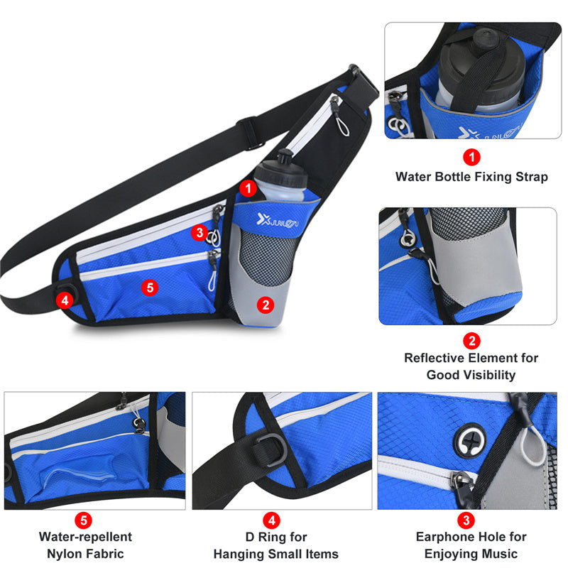 Running Waist Belt Hip Bum Chest Sling Bag with Water Bottle Holder ...