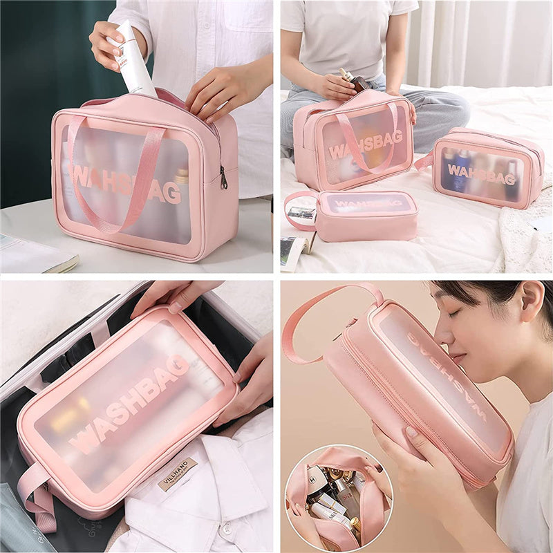 Waterproof Cosmetic Toiletry Makeup Translucent Travel Toiletries Organizer Bags