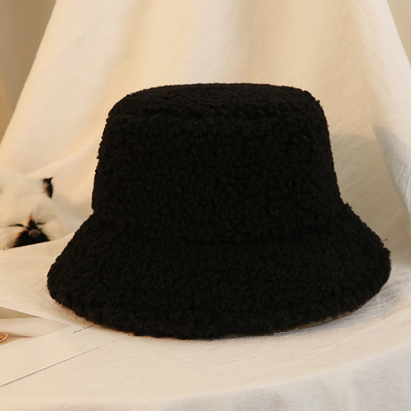 Winter Fuzzy Women Men Warm Teddy Lamb Bucket Hat