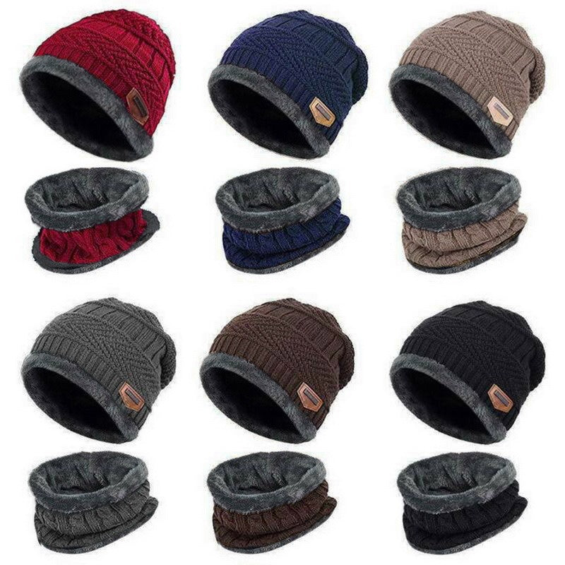 Winter Hat Scarf Knit Cap Touch Screen Mittens Gloves