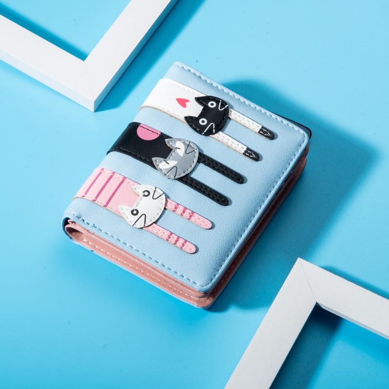 Women Cute Cat Wallet Coin Purse Bifold Wallet Clutch Bag