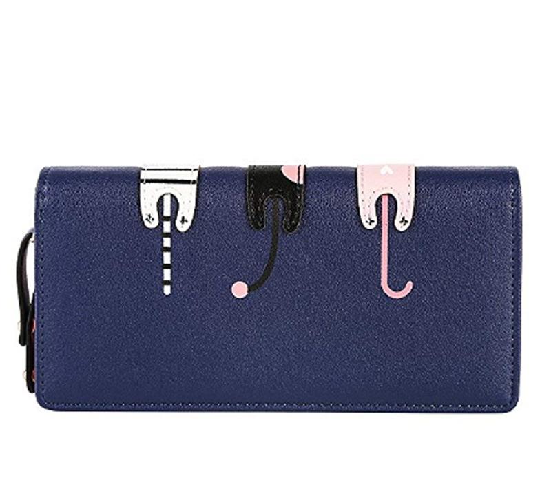 Women's Wallet Cute Cat Kitty Wallet Coin Purse Bifold Long Purse with Zipper