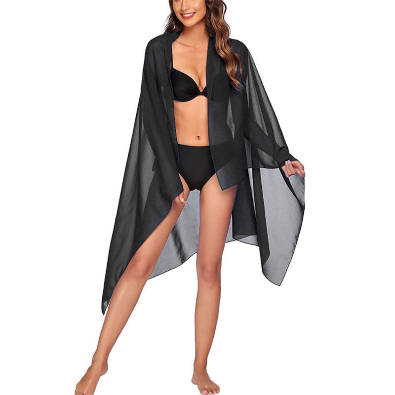 DODOING Sarong Swimsuit Coverup for Women Chiffon Long Beach Tie Wrap Skirt  Sexy Bikini Sheer Scarf Bathing Suit Bottom Multi choise Skirt 