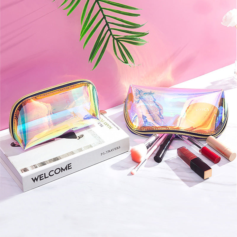 Women Girls Holographic Zipper Makeup Travel Cosmetic Toiletry Bag