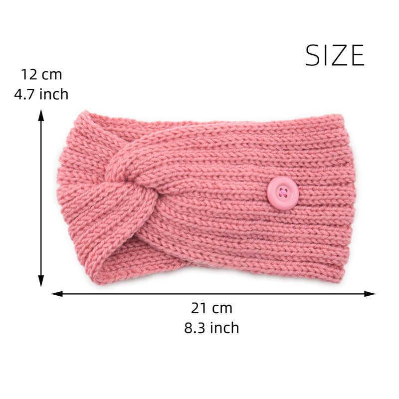 2pcs Women's Knitted Winter Warm Knotted Headbands with Buttons