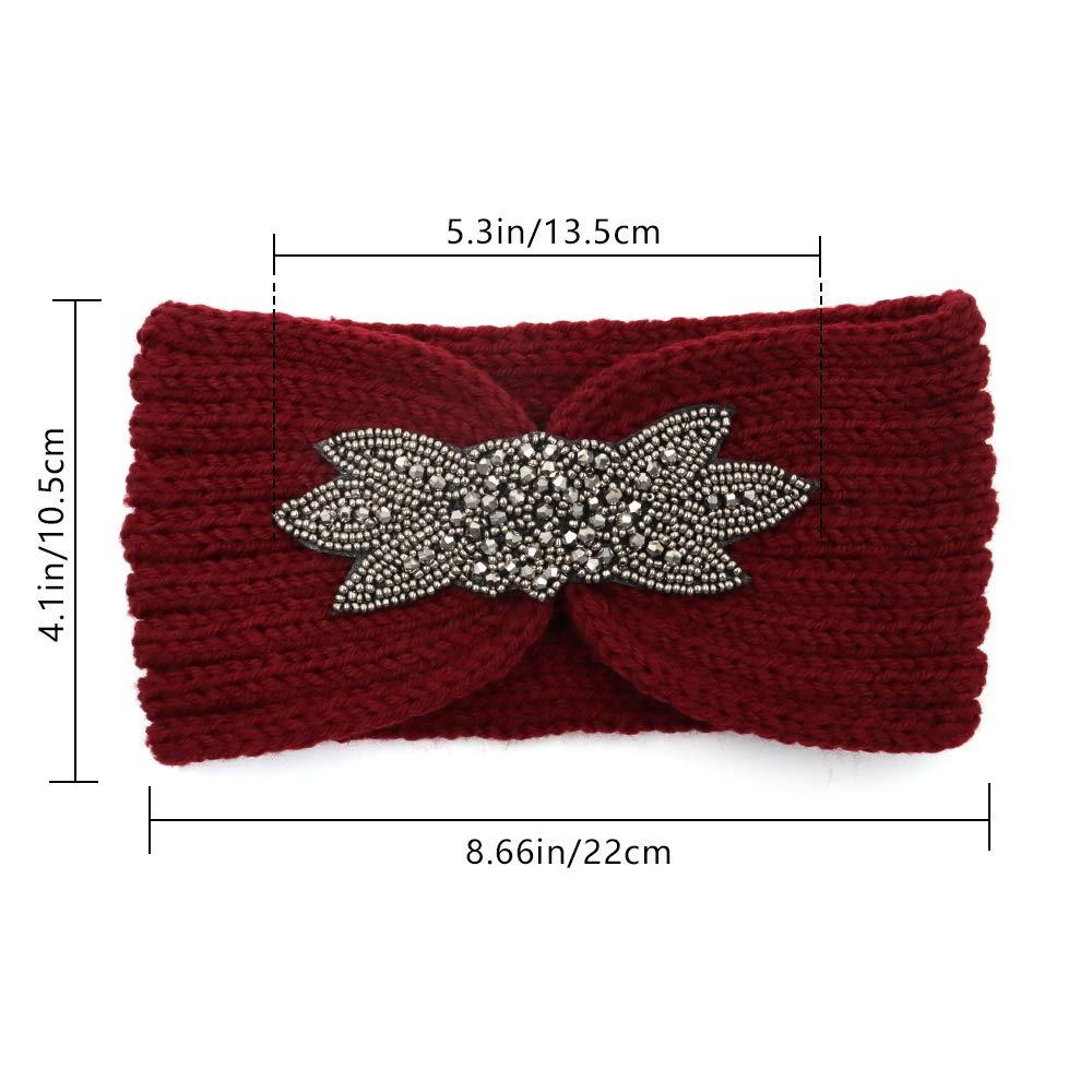 Women Knitted Headbands Sequin Flower Crochet Head Wrap