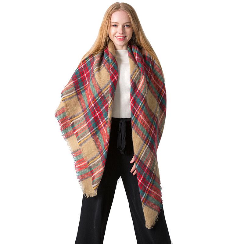 Women's Plaid Blanket Winter Oversized Tartan Scarf