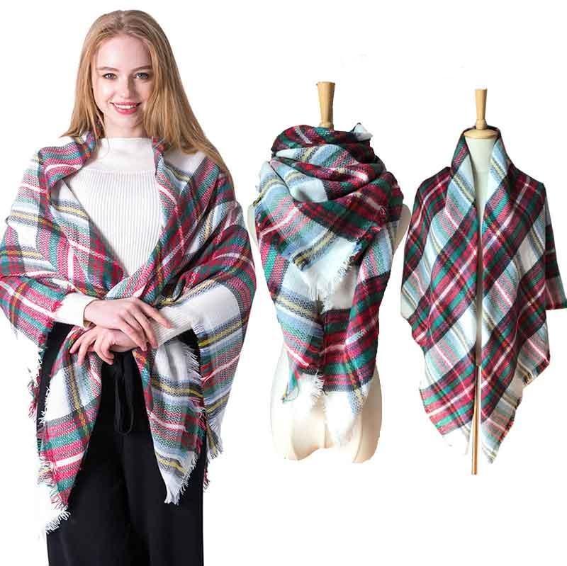 Women's Plaid Blanket Winter Oversized Tartan Scarf