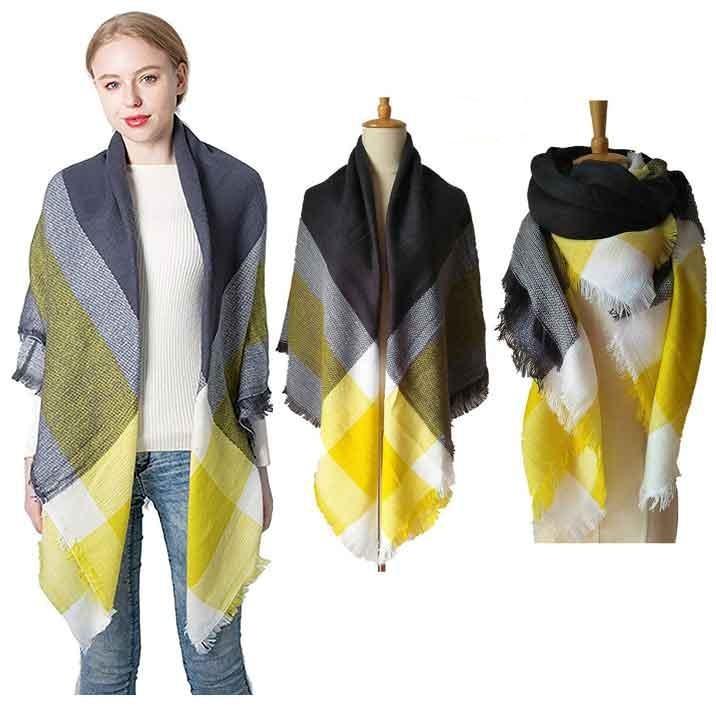 Women's Plaid Blanket Winter Oversized Tartan Scarf