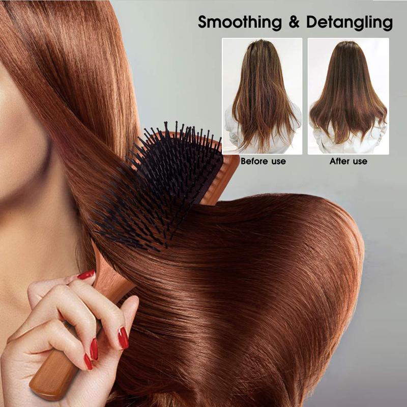 Wooden Paddle Hair Brush Comb for Straight Curly Wavy Hair