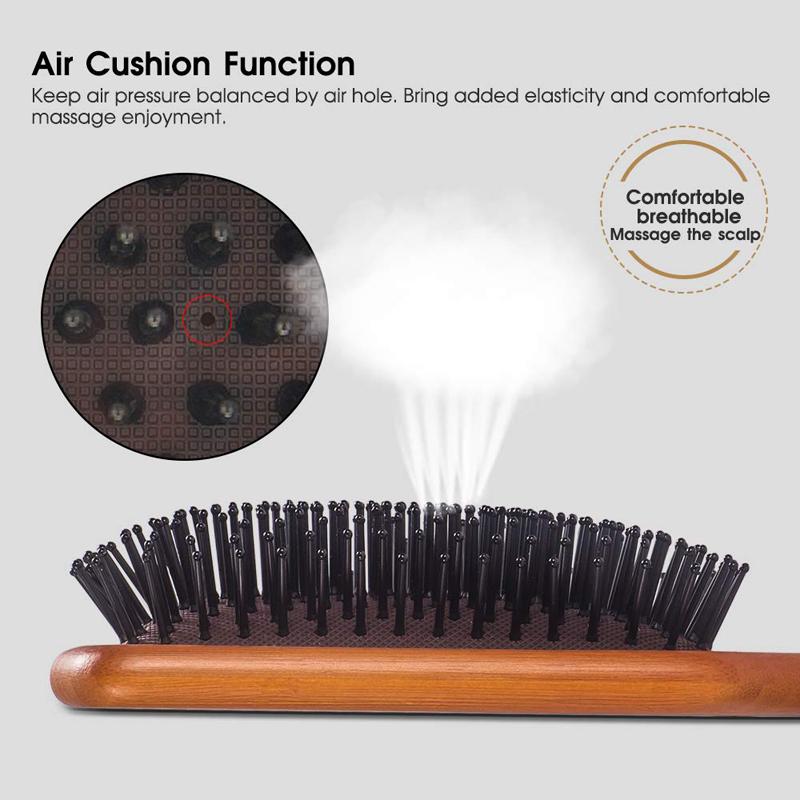 Wooden Paddle Hair Brush Comb for Straight Curly Wavy Hair