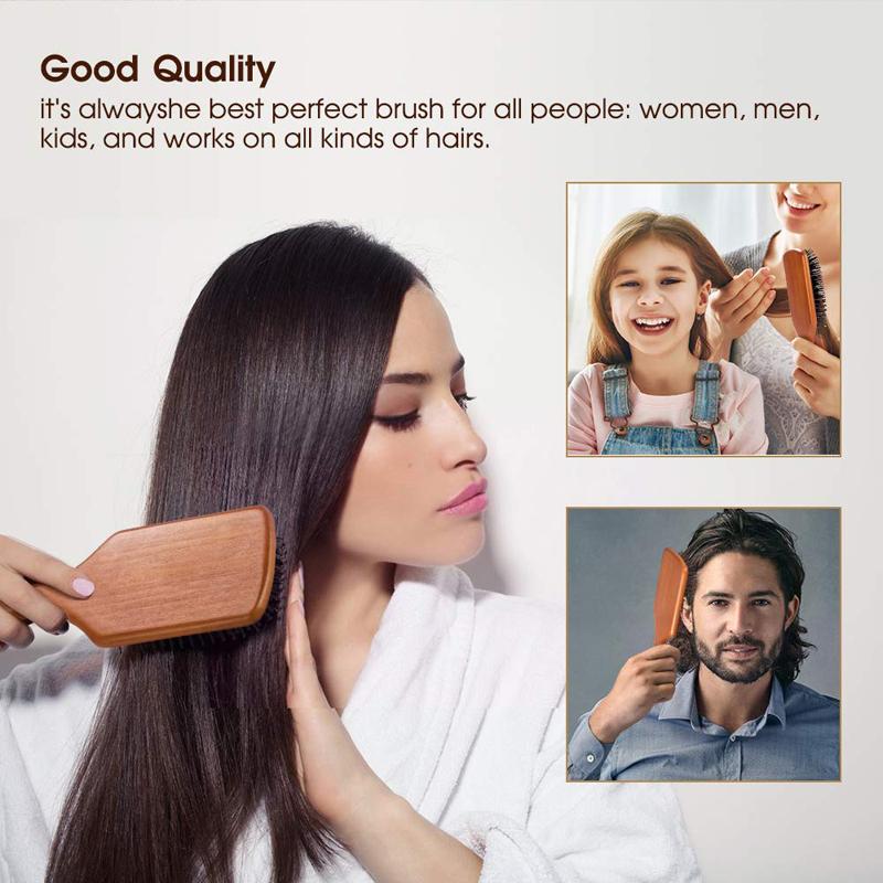 Wooden Paddle Hair Brush Comb for Straight Curly Wavy Hair