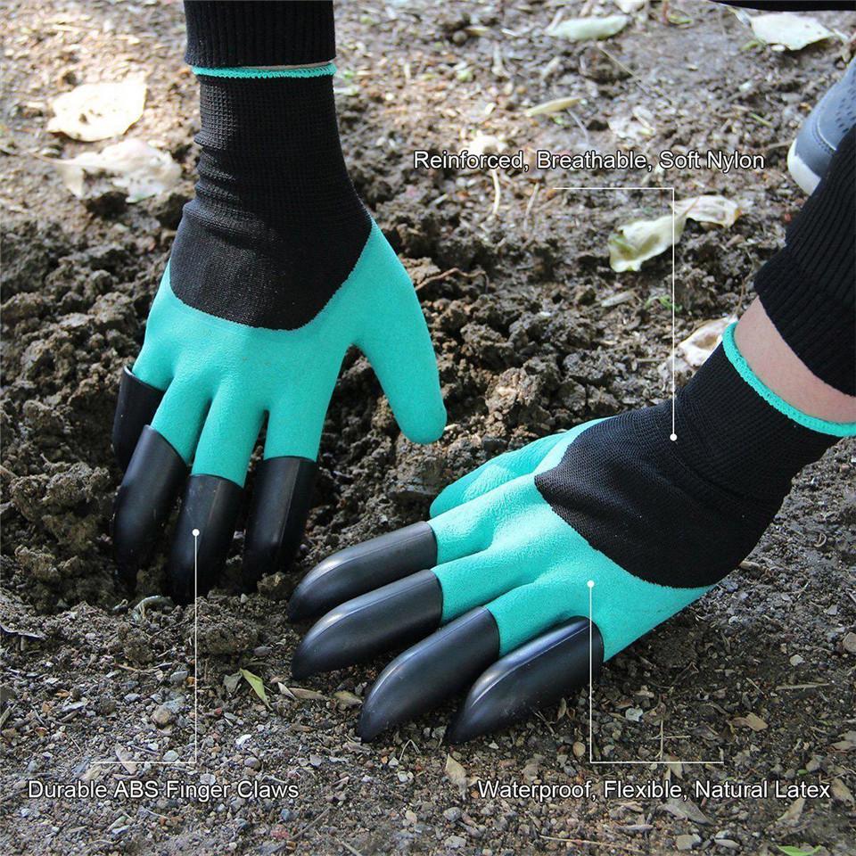 Waterproof Gardening Digging Gloves Fingertips Claw