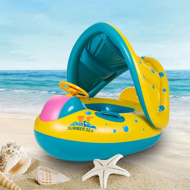 Baby Swimming Ring With Canopy Inflatable Float Sunshade