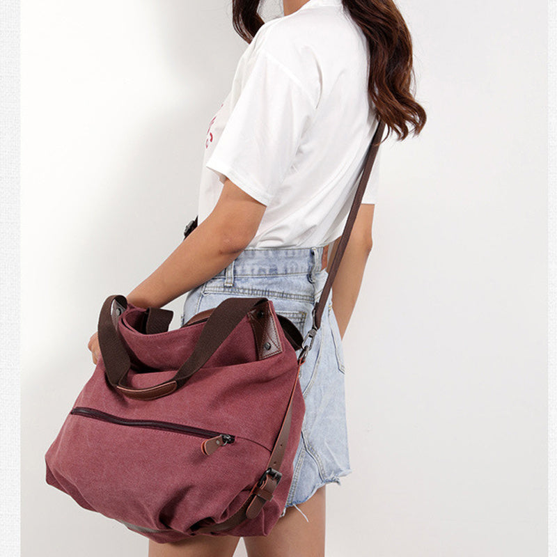 Fashion Top Handle Convertible Canvas Tote Crossbody Bag Handbags