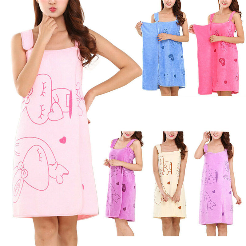 Women Bathrobe Bath Towel Wrap Soft Wearable Water Absorbent Spa Bathing Skirt