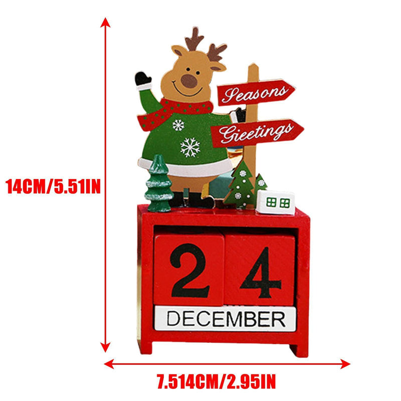 Christmas Wooden Countdown Advent Calendar for Home Office Decoration