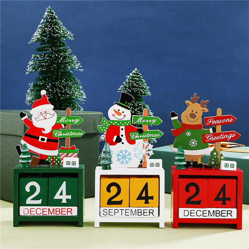 Christmas Wooden Countdown Advent Calendar for Home Office Decoration