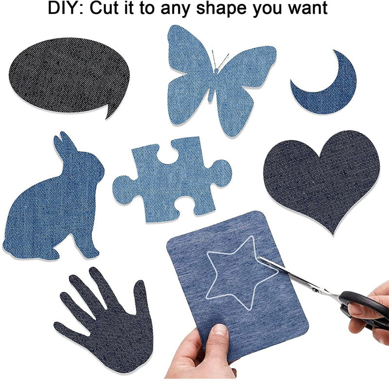 Denim Fabric Iron on Patches for Clothing Jeans Jacket DIY Repair Decor