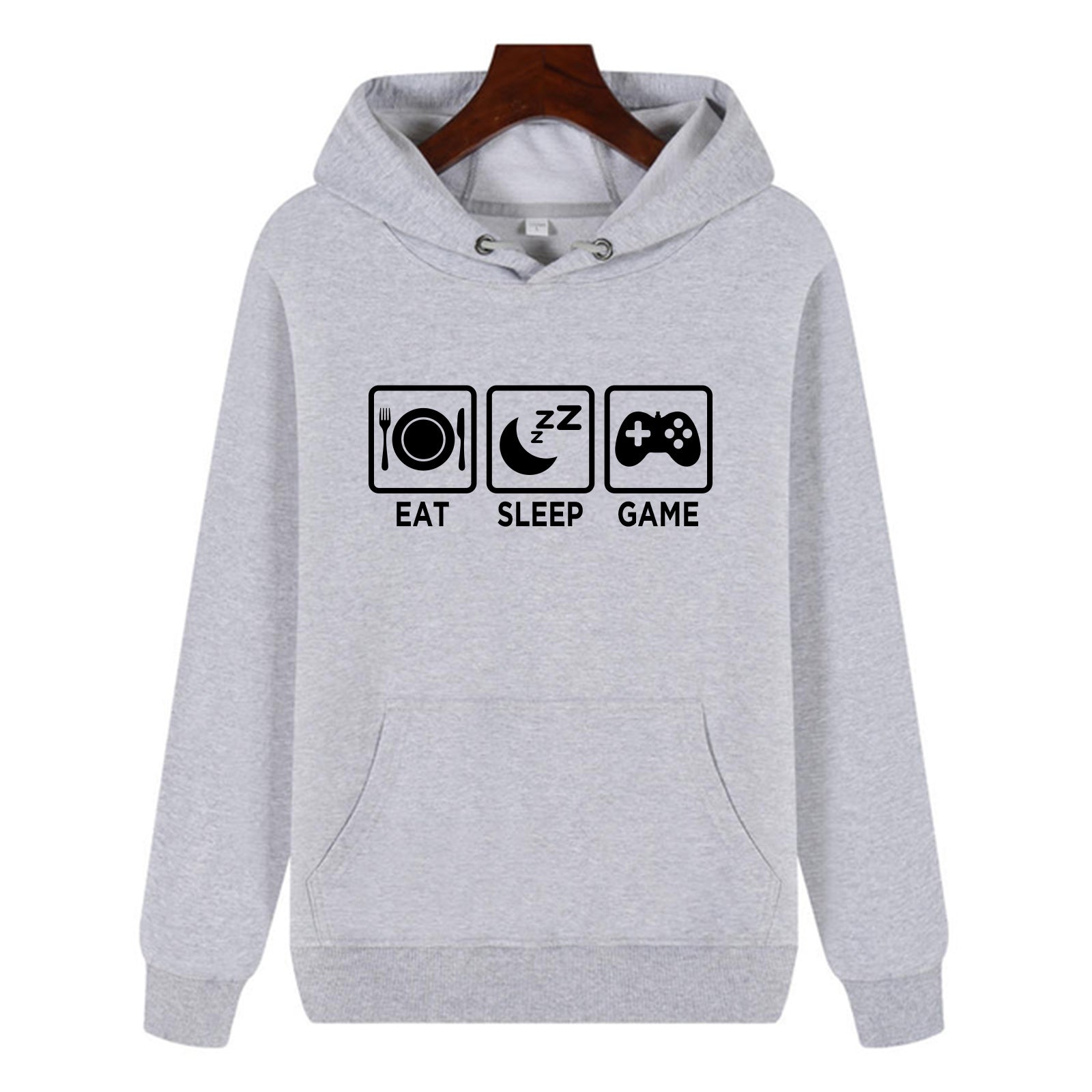 Funny Humor Print Hoodie Eat Sleep Game Hooded Sweatshirt