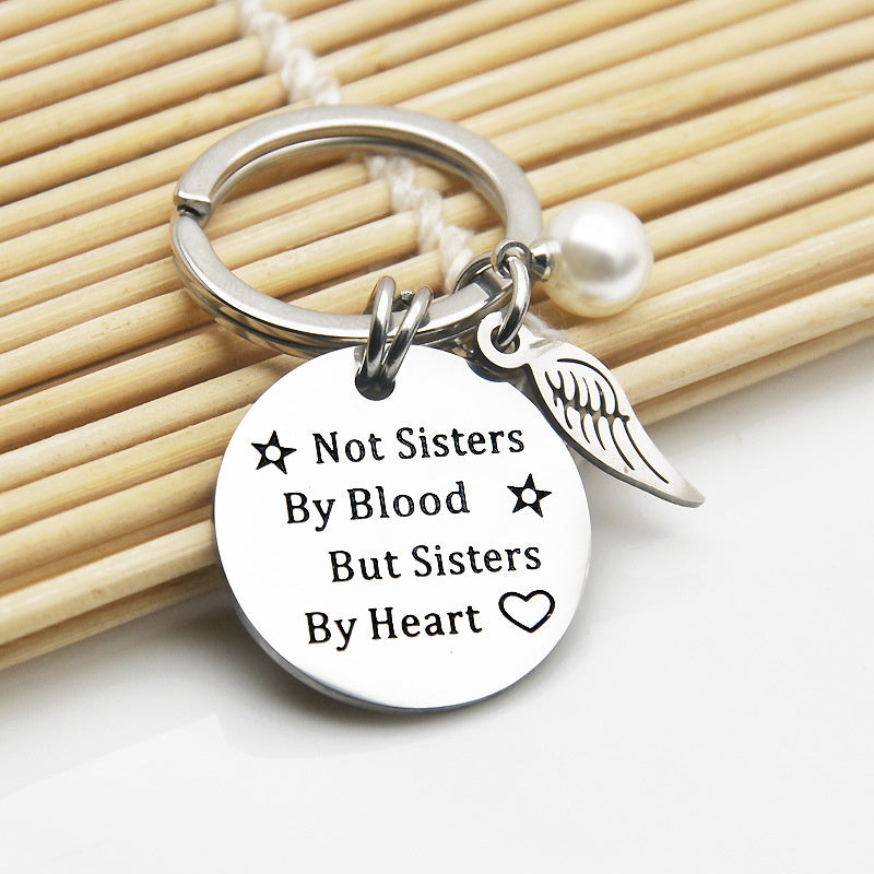 Not Sisters By Blood But Sisters By Heart Keychain