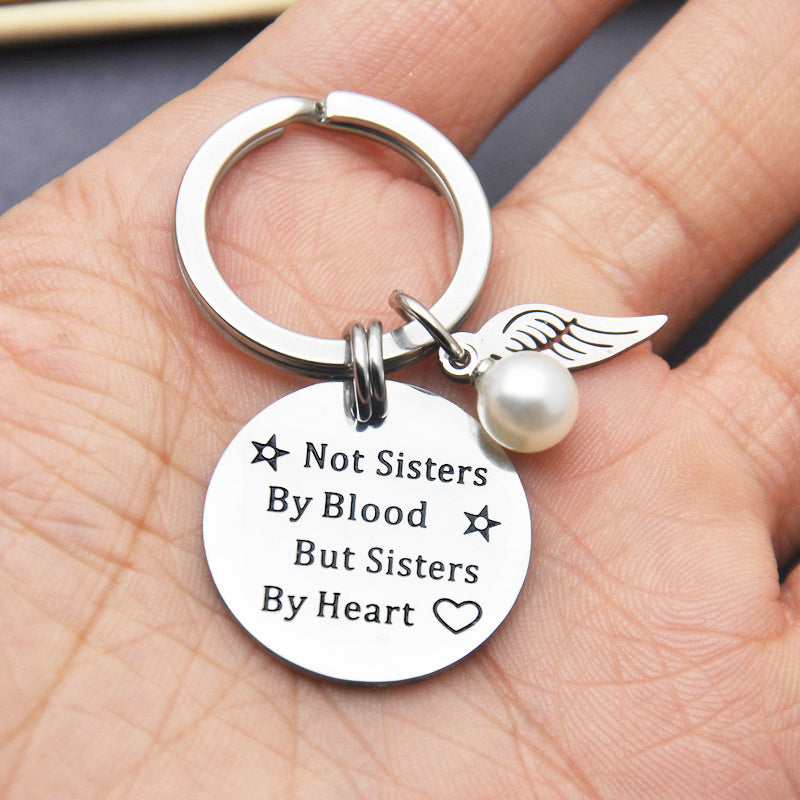 Not Sisters By Blood But Sisters By Heart Keychain