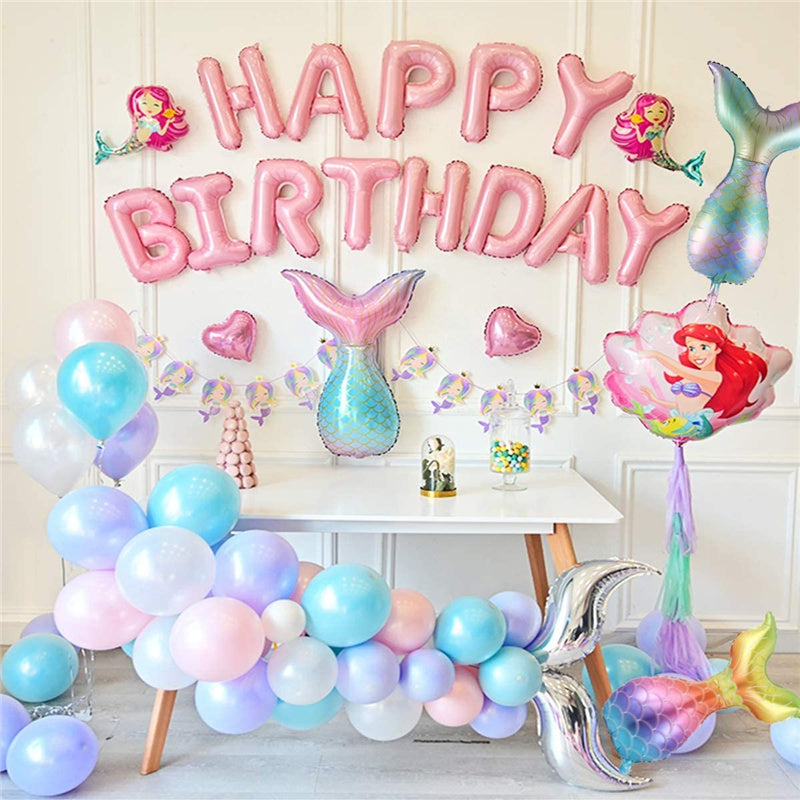 Mermaid Aluminum Foil Balloons Birthday Party Supplies Decorations