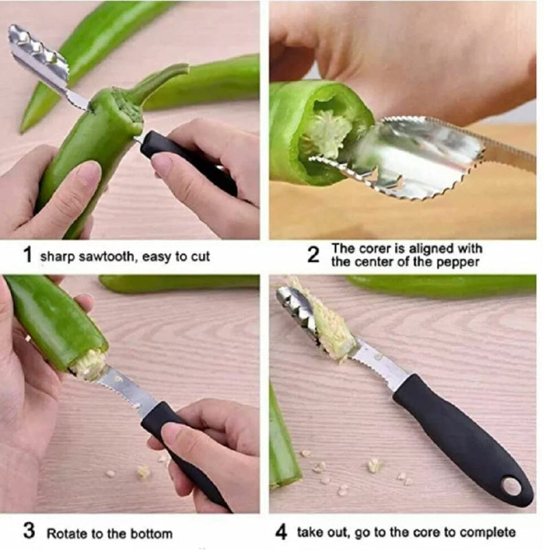 Stainless Steel Chili Corer Remover Jalapeno Pepper Corer