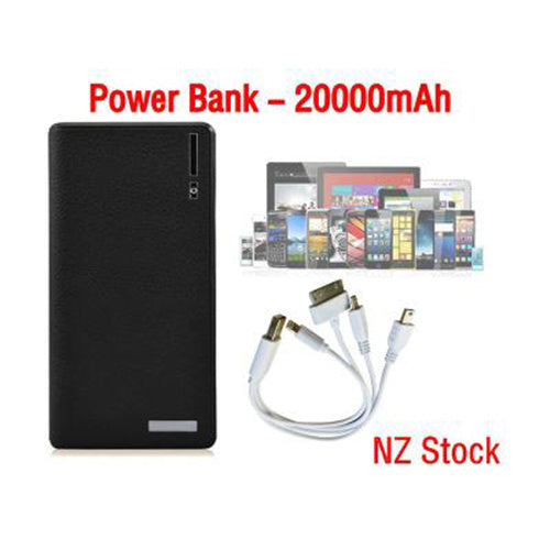 Portable Power Bank with Cable & Tips - 20000mAh