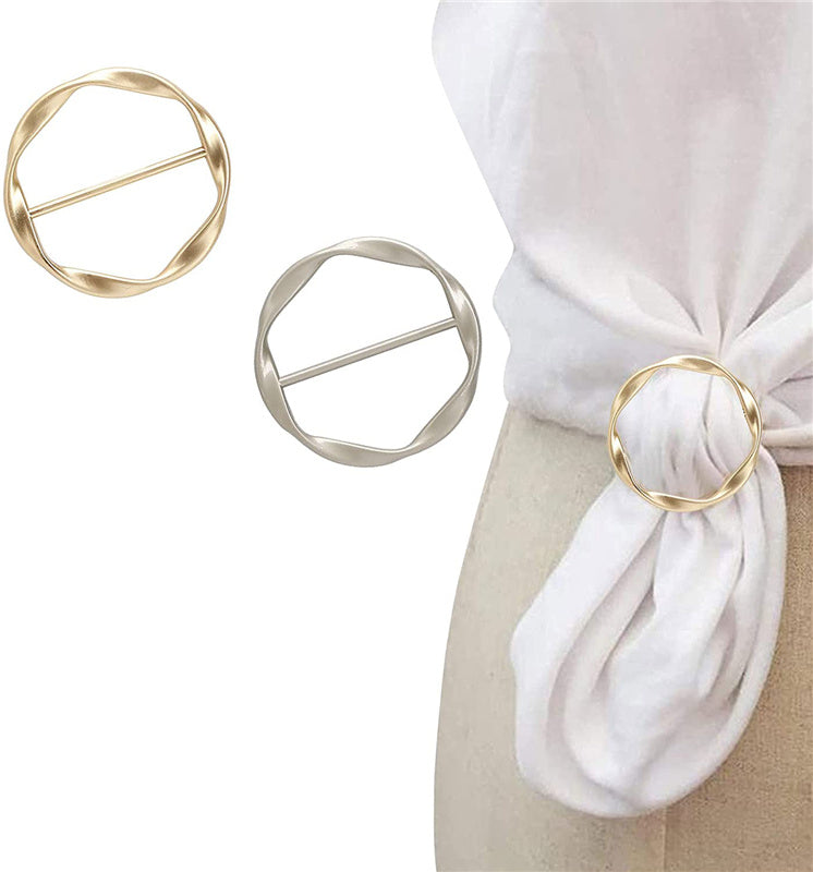 2pcs Silk Scarf Ring T-Shirt Tie Clips