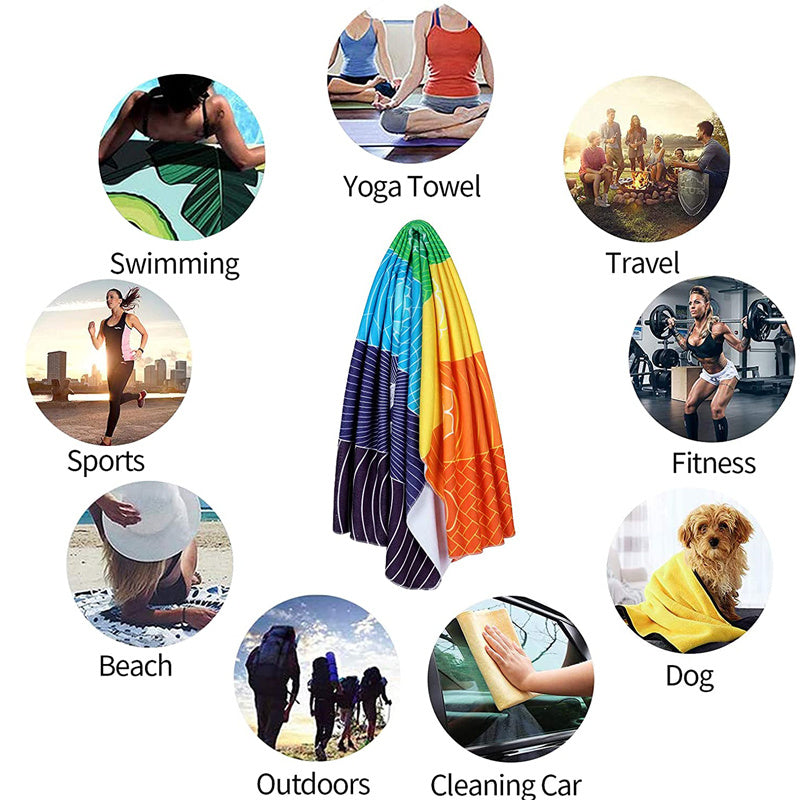 Rainbow Chakra Tapestry Sport Beach Yoga Mat Pad Shawl Tassel Towel Rug Carpet