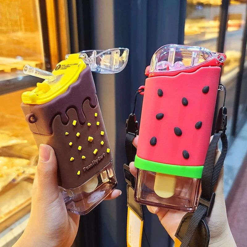 Cute Cartoon Ice Cream Donut Shape Water Bottle Cup Drink Container